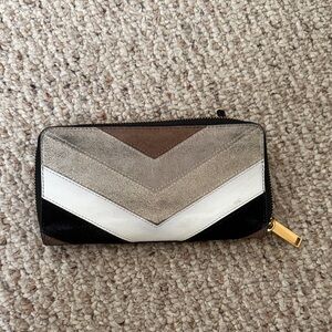 Rebecca Minkoff Chevron Wallet in Black, Brown, and Cream